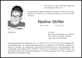 Anzeige von Nadine Strifler von MGO