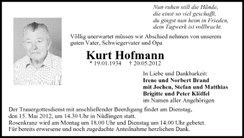 Anzeige von Kurt Hofmann von MGO
