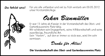 Anzeige von Oskar Bienmüller von MGO