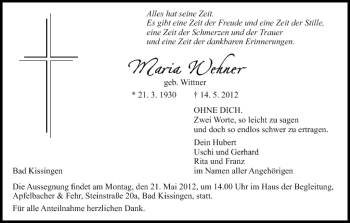 Anzeige von Maria Wehner von MGO