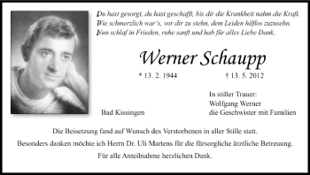 Anzeige von Werner Schaupp von MGO