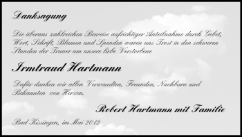 Anzeige von Irmtraud Hartmann von MGO