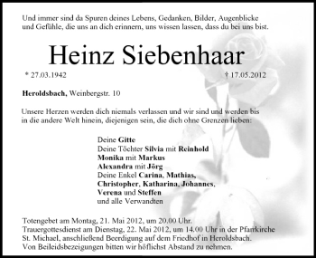 Anzeige von Heinz Siebenhaar von MGO