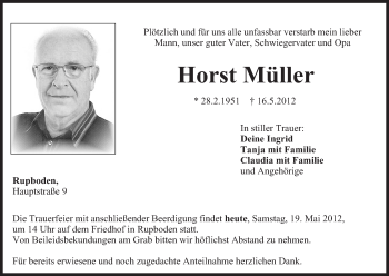 Anzeige von Horst Müller von MGO