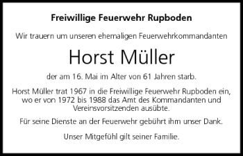 Anzeige von Horst Müller von MGO