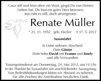 Anzeige von Renate Müller von MGO