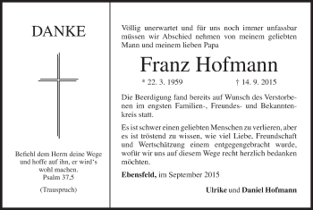 Anzeige von Franz Hofmann von MGO