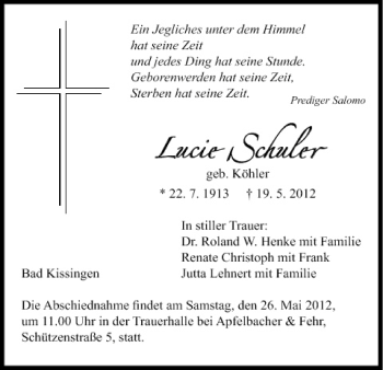 Anzeige von Lucie Schuler von MGO