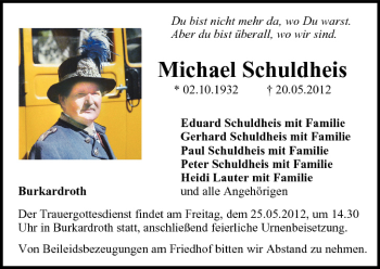 Anzeige von Michael Schuldheis von MGO