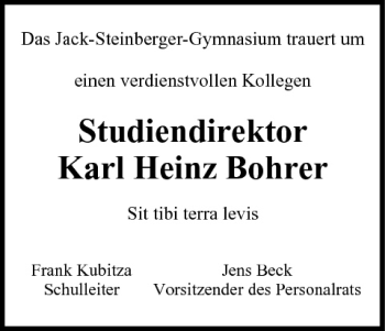 Anzeige von Karl Heinz Bohrer von MGO