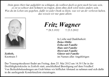 Anzeige von Fritz Wagner von MGO