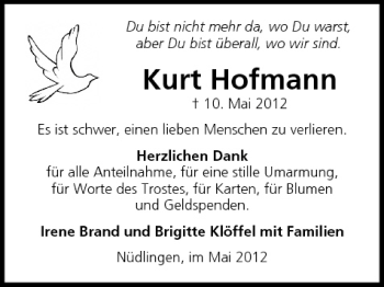 Anzeige von Kurt Hofmann von MGO