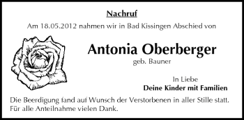 Anzeige von Antonia Oberberger von MGO