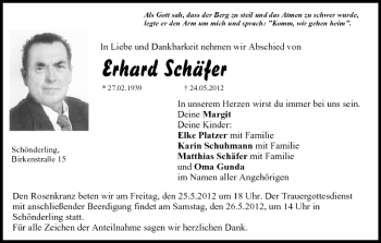 Anzeige von Erhard Schäfer von MGO