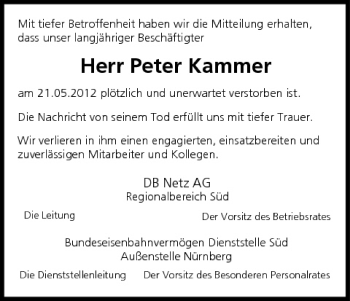 Anzeige von Peter Kammer von MGO
