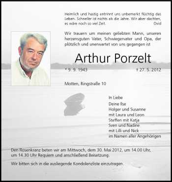 Anzeige von Arthur Porzelt von MGO