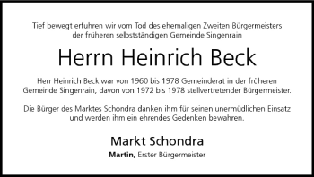 Anzeige von Heinrich Beck von MGO