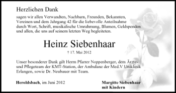 Anzeige von Heinz Siebenhaar von MGO