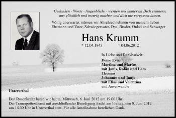 Anzeige von Hans Krumm von MGO