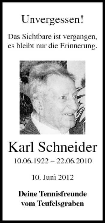 Anzeige von Karl Schneider von MGO