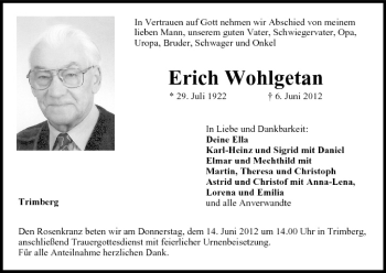 Anzeige von Erich Wohlgetan von MGO