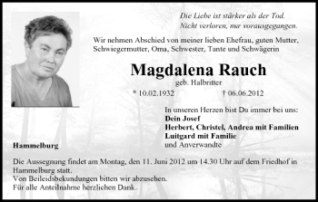 Anzeige von Magdalena Rauch von MGO