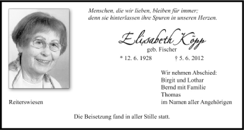 Anzeige von Elisabeth Köpp von MGO