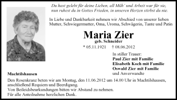 Anzeige von Maria Zier von MGO