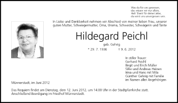 Anzeige von Hildegard Peichl von MGO
