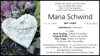 Anzeige von Maria Schwind von MGO