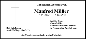 Anzeige von Manfred Müller von MGO