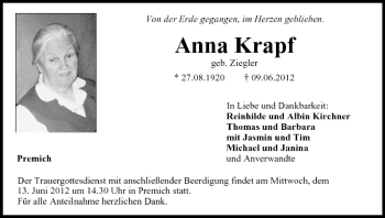 Anzeige von Anna Krapf von MGO
