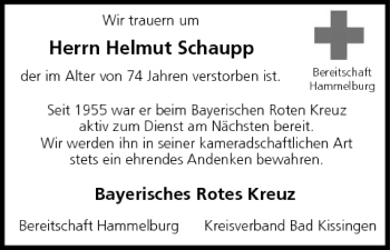 Anzeige von Helmut Schaupp von MGO