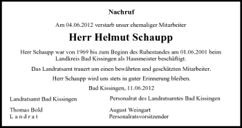 Anzeige von Helmut Schaupp von MGO