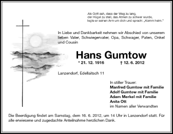 Anzeige von Hans Gumtow von MGO