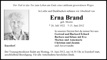 Anzeige von Erna Brand von MGO