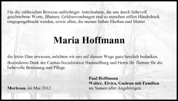 Anzeige von Maria Hoffmann von MGO