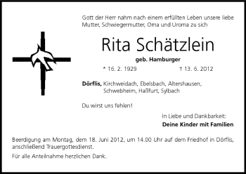 Anzeige von Rita Schätzlein von MGO