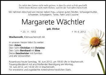 Anzeige von Margarete Wächtler von MGO