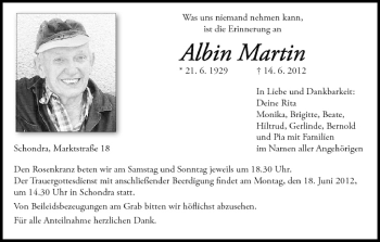 Anzeige von Albin Martin von MGO