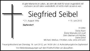 Anzeige von Siegfried Seibel von MGO