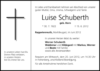 Anzeige von Luise Schuberth von MGO