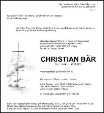 Anzeige von Christian Bär von MGO