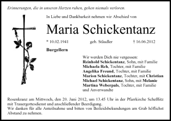 Anzeige von Maria Schickentanz von MGO