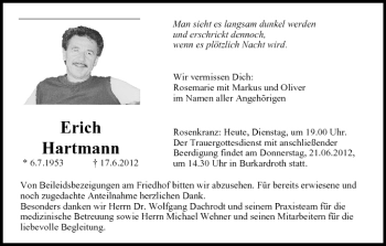 Anzeige von Erich Hartmann von MGO