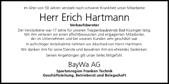 Anzeige von Erich Hartmann von MGO