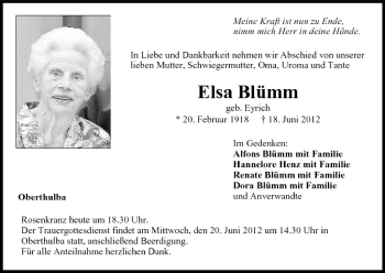 Anzeige von Elsa Blümm von MGO