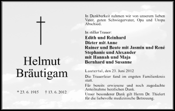 Anzeige von Helmut Bräutigam von MGO