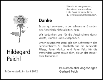 Anzeige von Hildegard Peichl von MGO