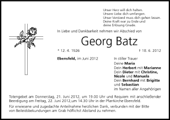 Anzeige von Georg Batz von MGO
